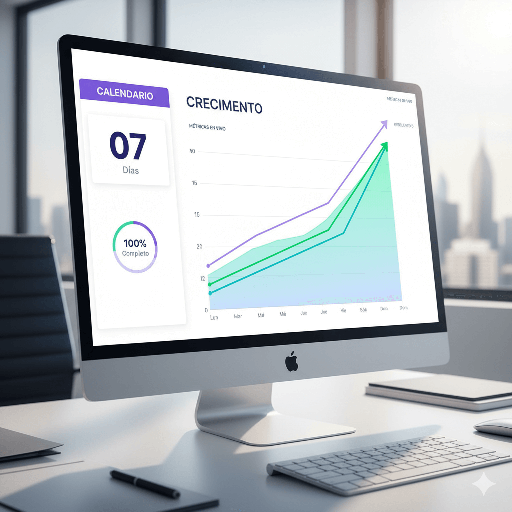 Computadora con grafica de crecimiento en la pantalla